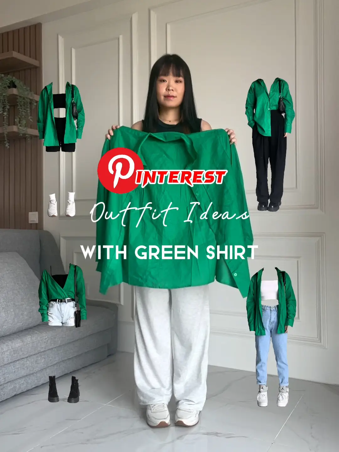 Green shirt 2024 outfit ideas