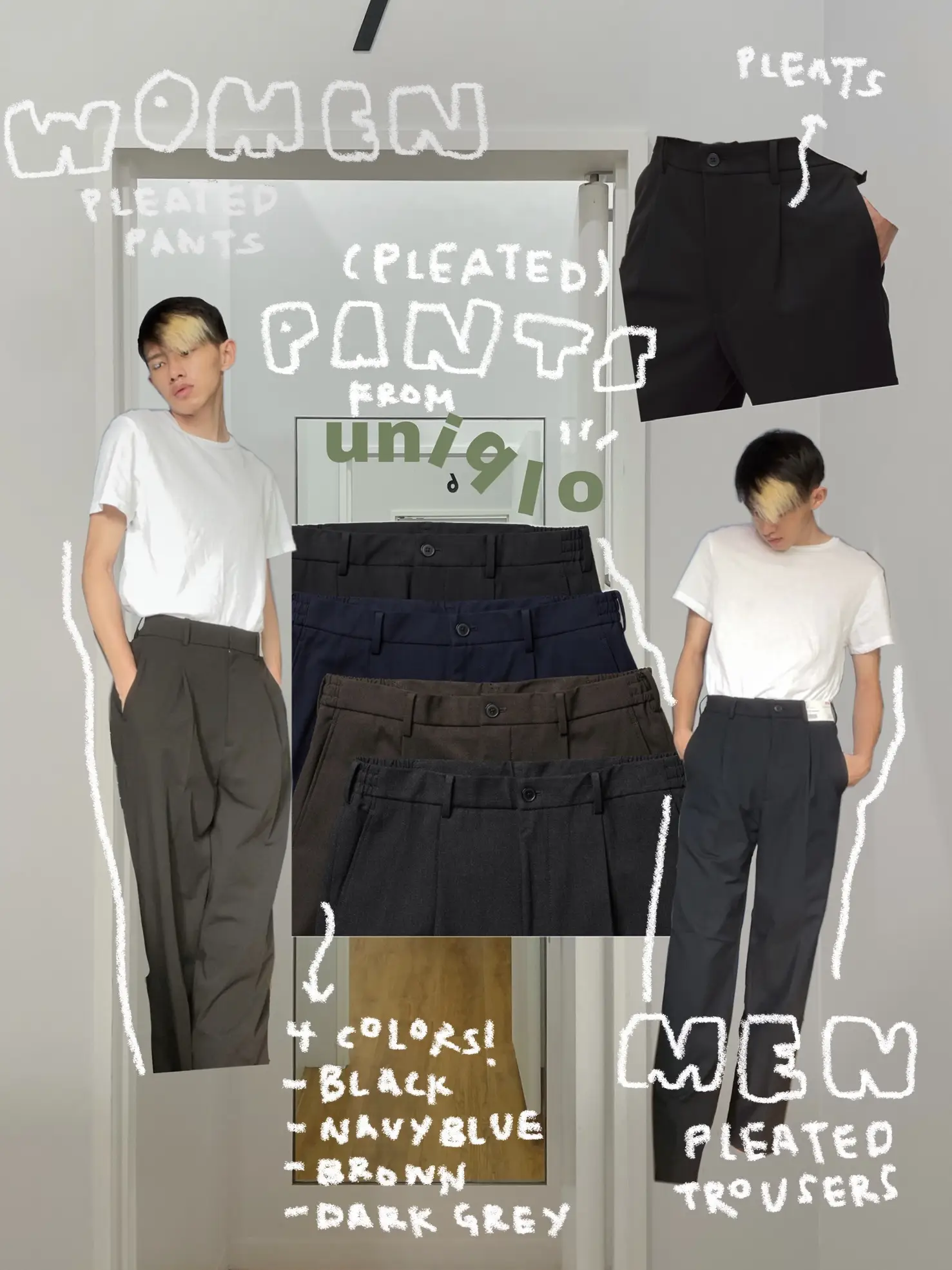 WOMEN vs MEN's pleated pants from uniqlo 👀