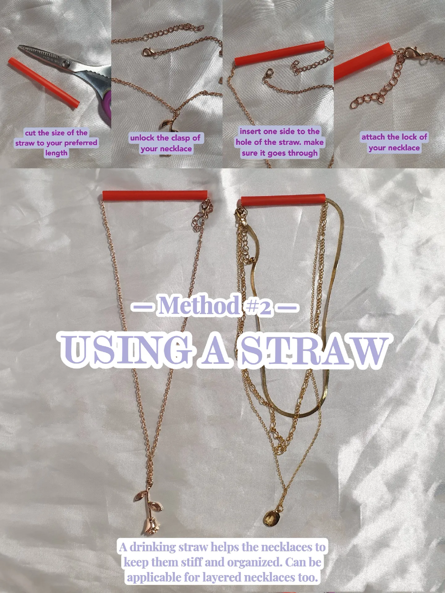 JEWELRY TIP: Use a straw to prevent necklaces from tangling.