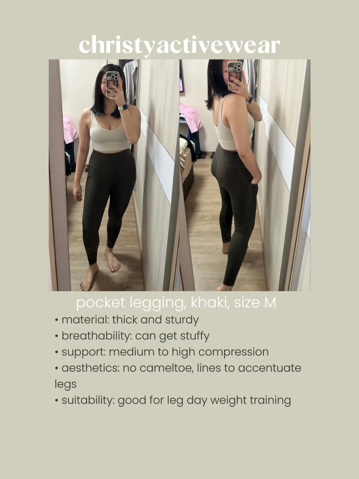 Elaine High Waist Tummy Compression Slimming Leggings - Big Size in Khaki