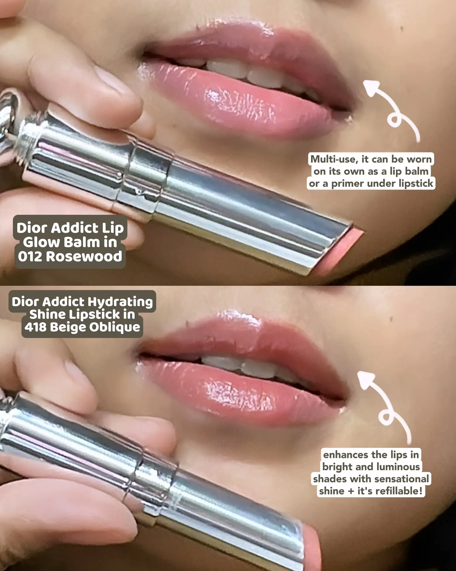 Dior Hydrating Shine Glow Lemon8 | vs. Sandra Gallery by posted Balm🤔💖 | Lip Lipstick