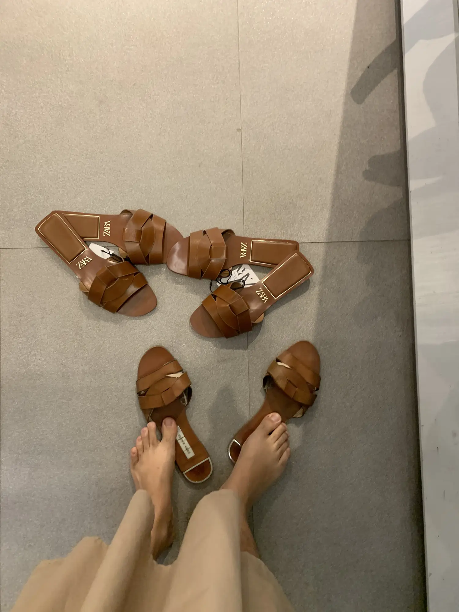 Leather crossover sandals on sale zara