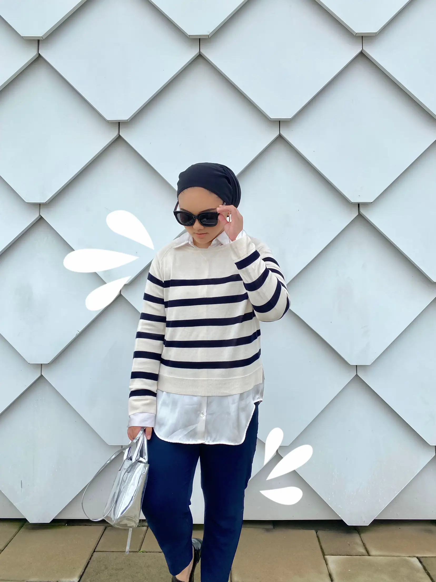 Blue and white striped sweater outlet outfit