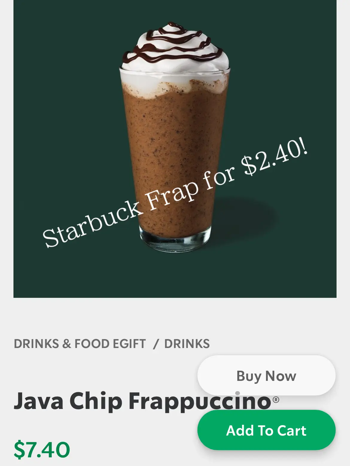 Java chip hotsell frappuccino price