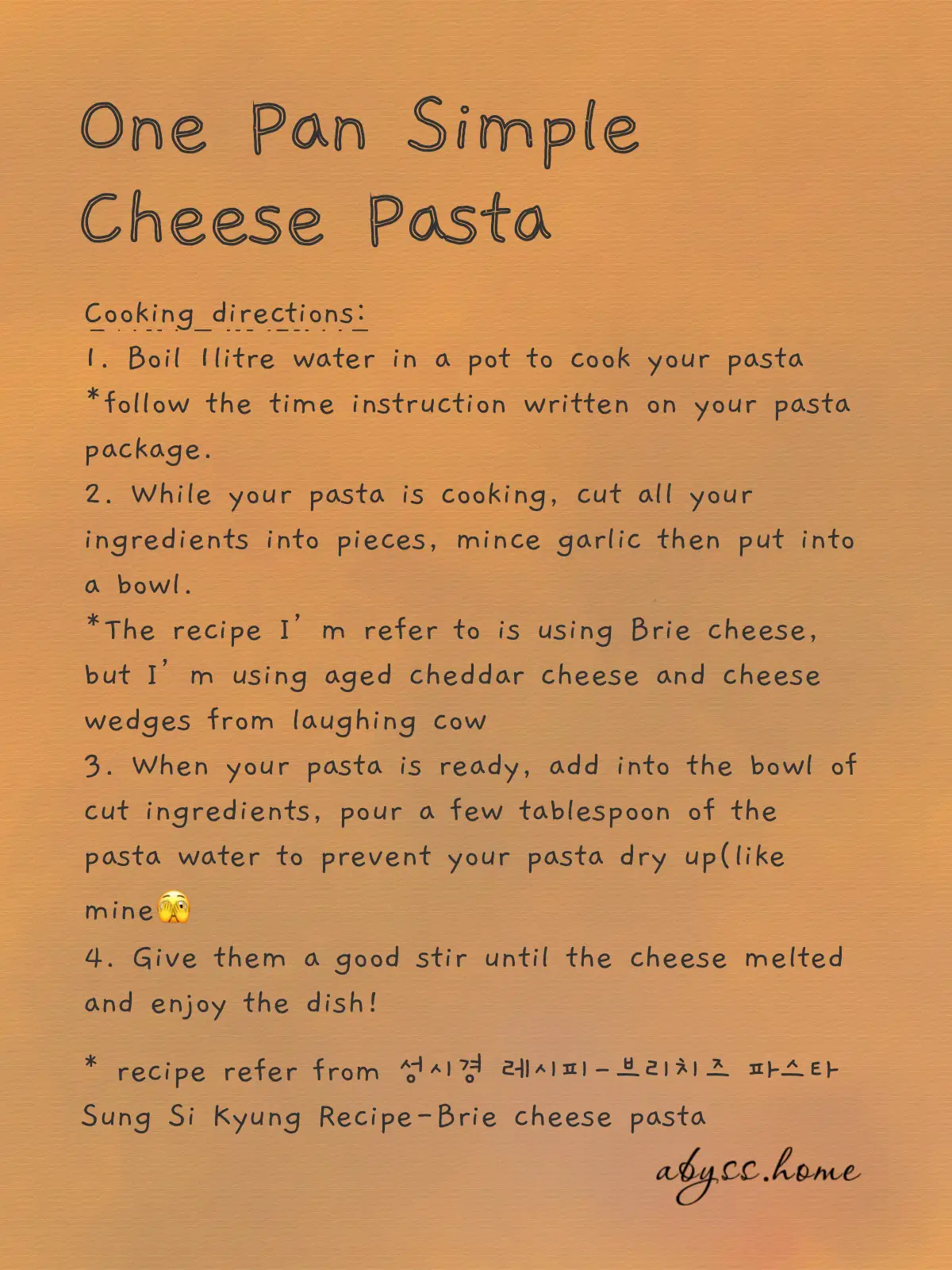 🍝 Simple cheese pasta recipe from Sung Si Kyung Gallery posted by