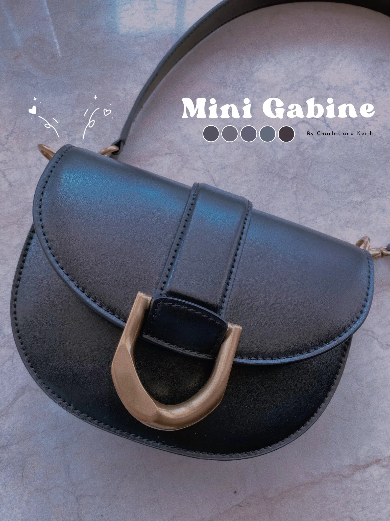 Charles & Keith Gabine Leather Saddle Bag in Black - Unboxing! 
