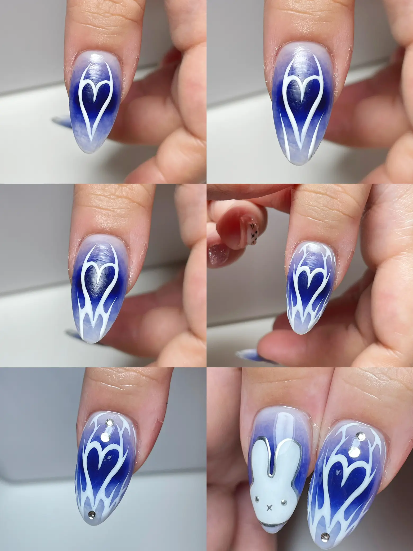 Trending 90s Airbrush Heart Design, Valentines Nail Design