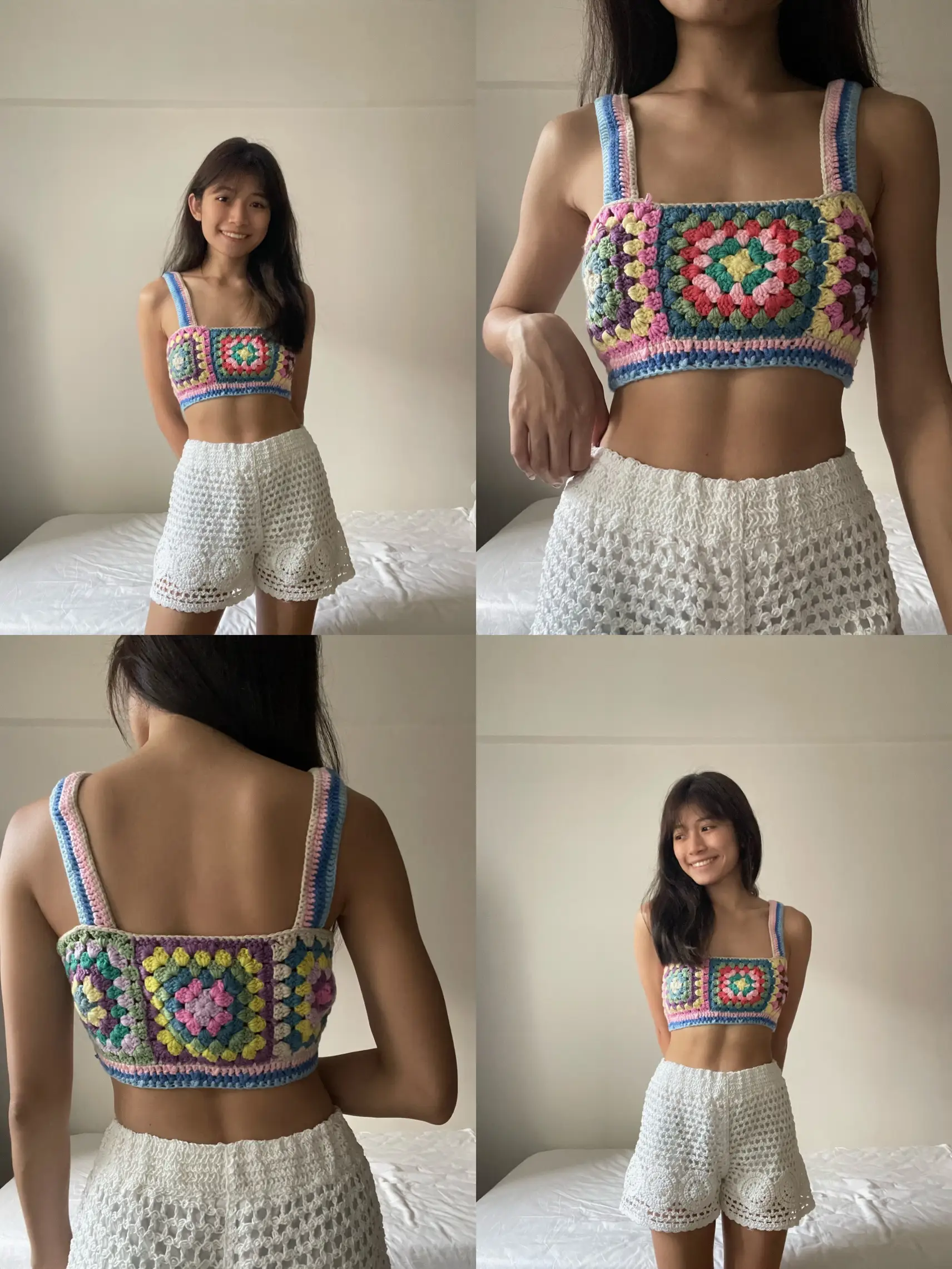 crochet crop top w lace-up back, Women's Fashion, Tops, Sleeveless on  Carousell