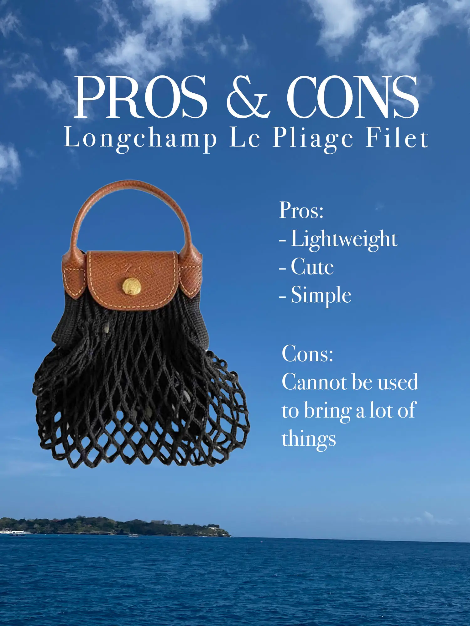 Longchamp Le pliage FILET xs 黑/橙網袋, 女裝, 手袋及銀包, 多用途袋