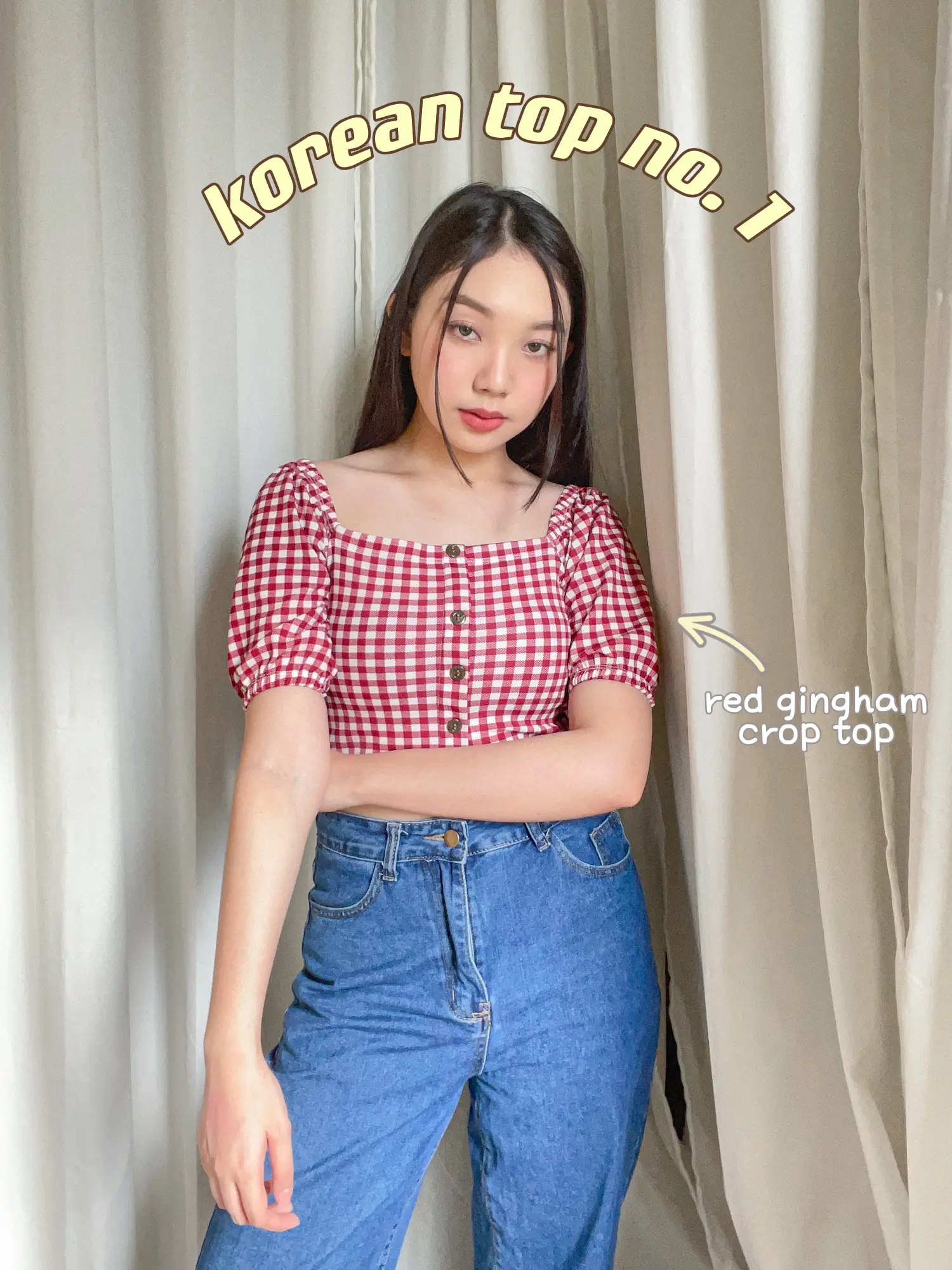 Korean crop store top outfit