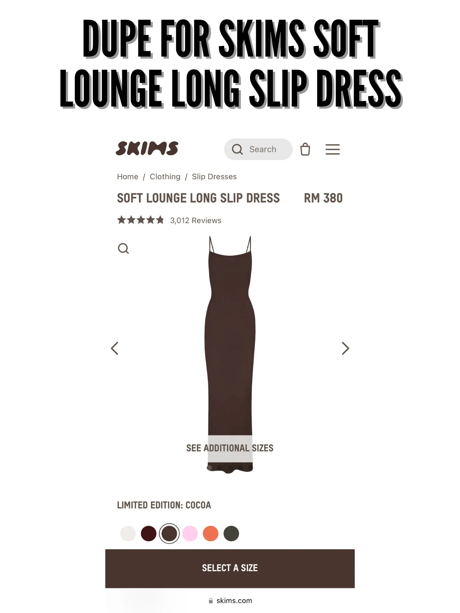 SKIMS Brown Soft Lounge Long Slip Dress - Cocoa