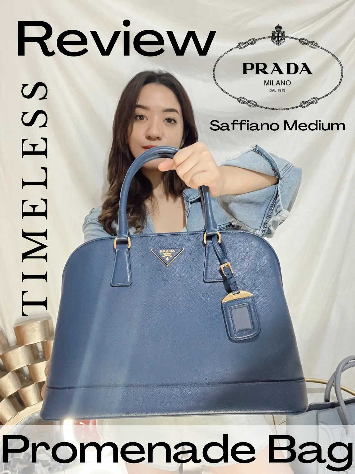 Prada Promenade Bag Saffiano Leather Medium Blue