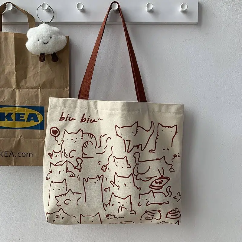 Tote Bag Canvas Miniso motif kucing