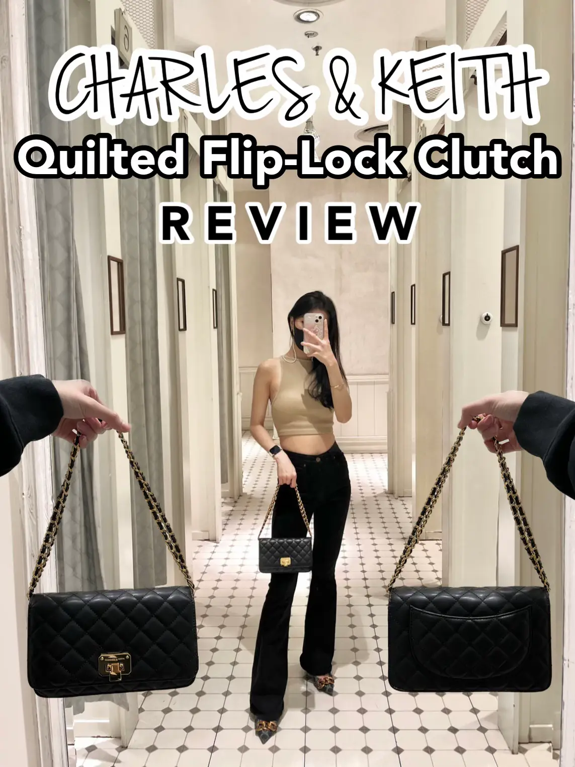 Charles and keith online quilted flip lock clutch