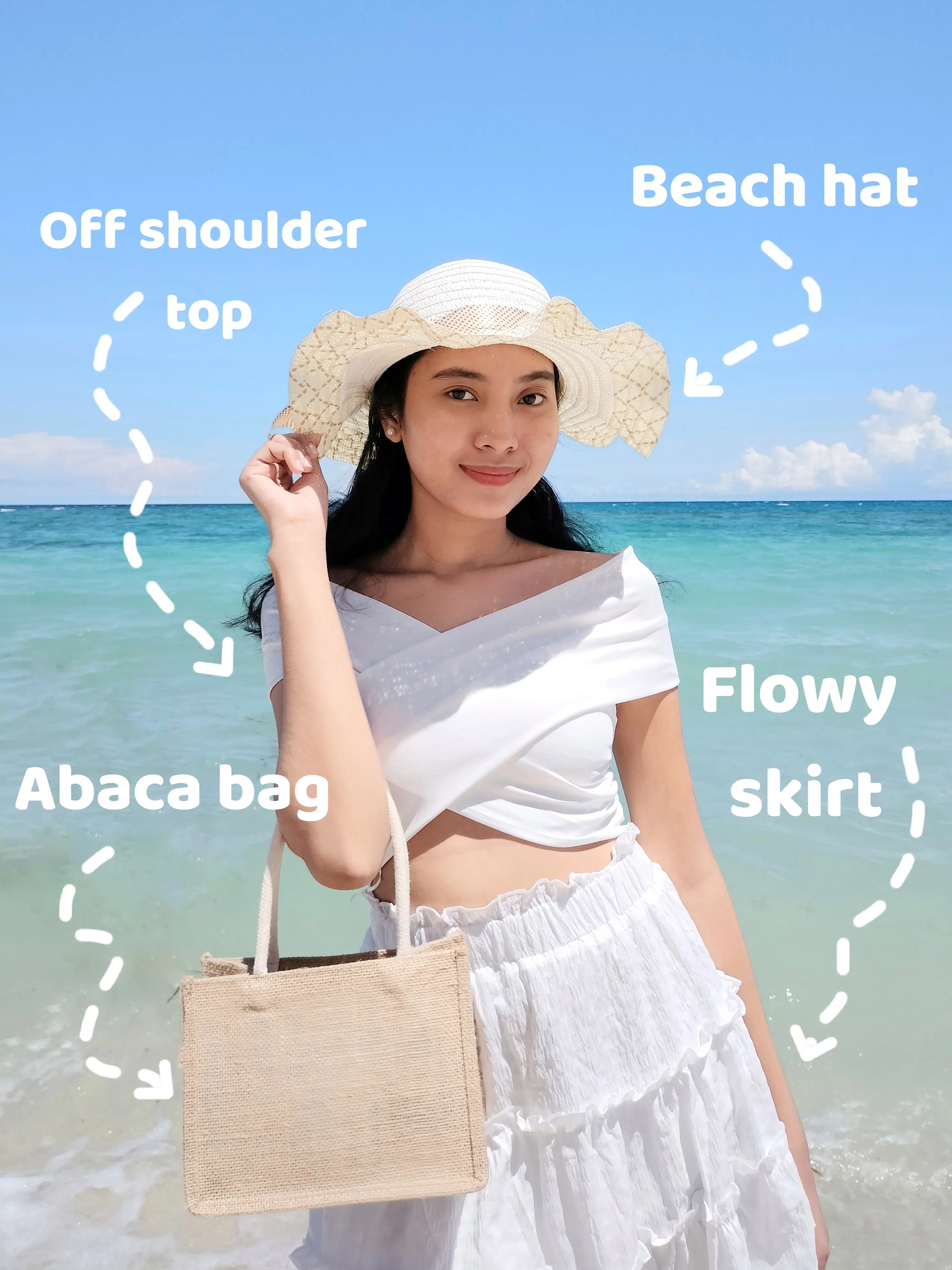 White outfit for outlet beach