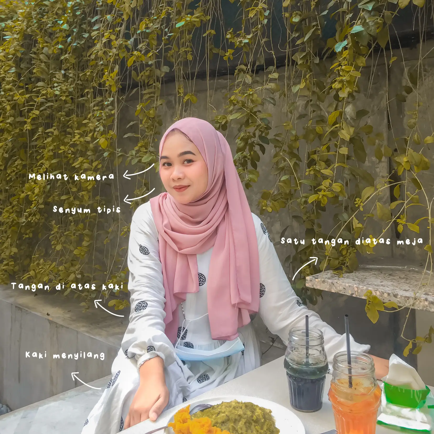 ✨🧕🏻HOW TO POSE📸: SITTING WITH YOUR FOOD🍛✨ | Gallery posted by  Khulsum🕊️ | Lemon8