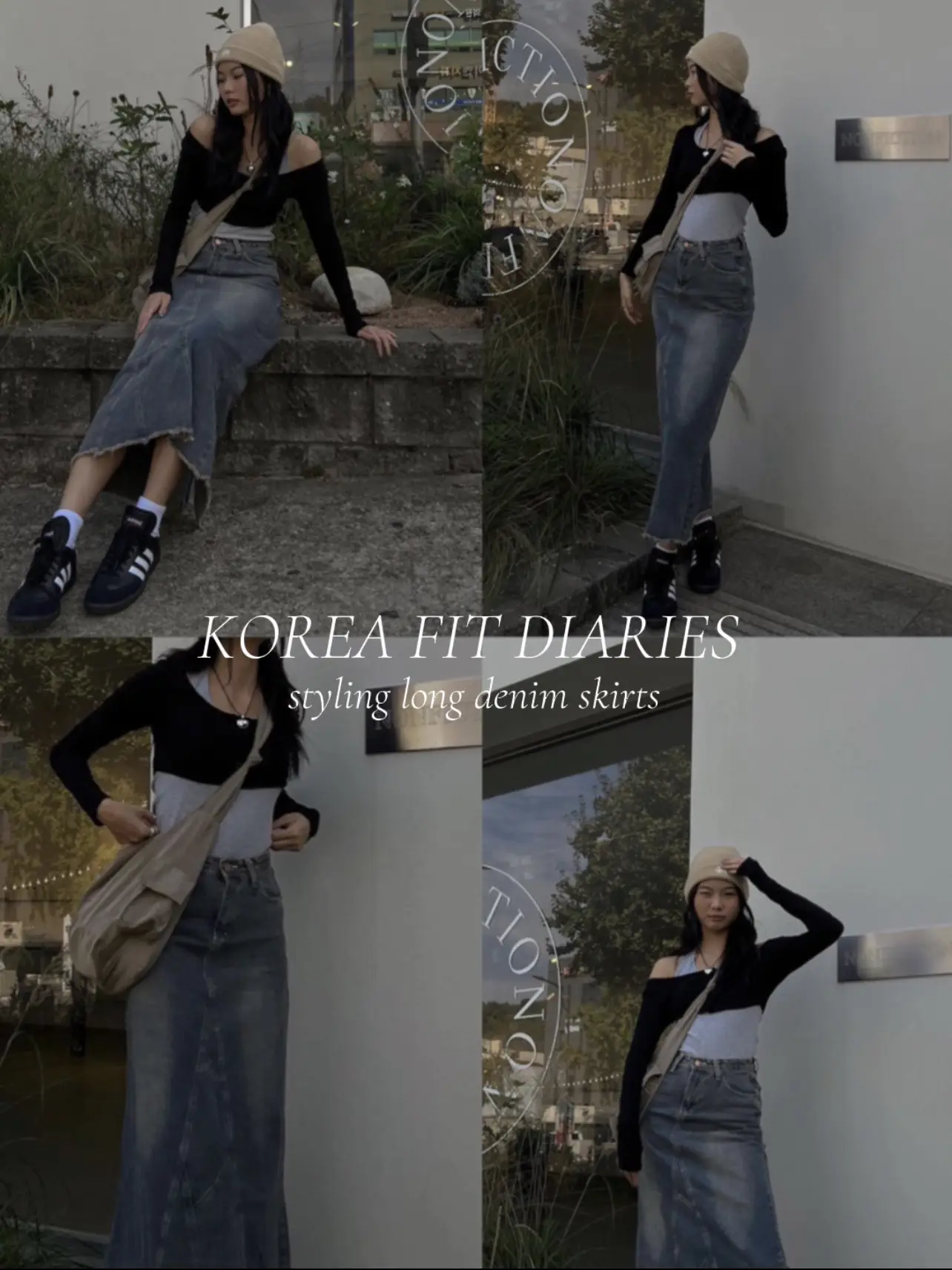 Korea fit diaries: styling long denim skirts ✩‧₊˚, Gallery posted by  alicia ❀