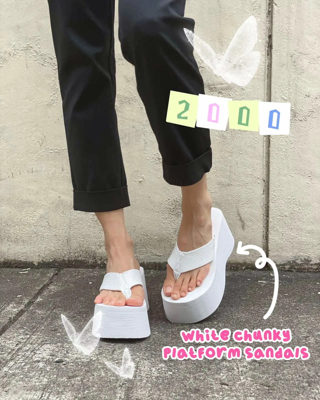 White soda sale platform shoes