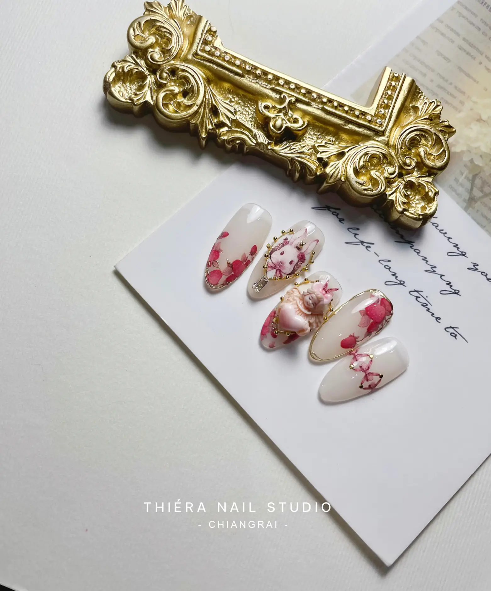 Colorful French with Flowers Press on Nails – Rai's House of Nails