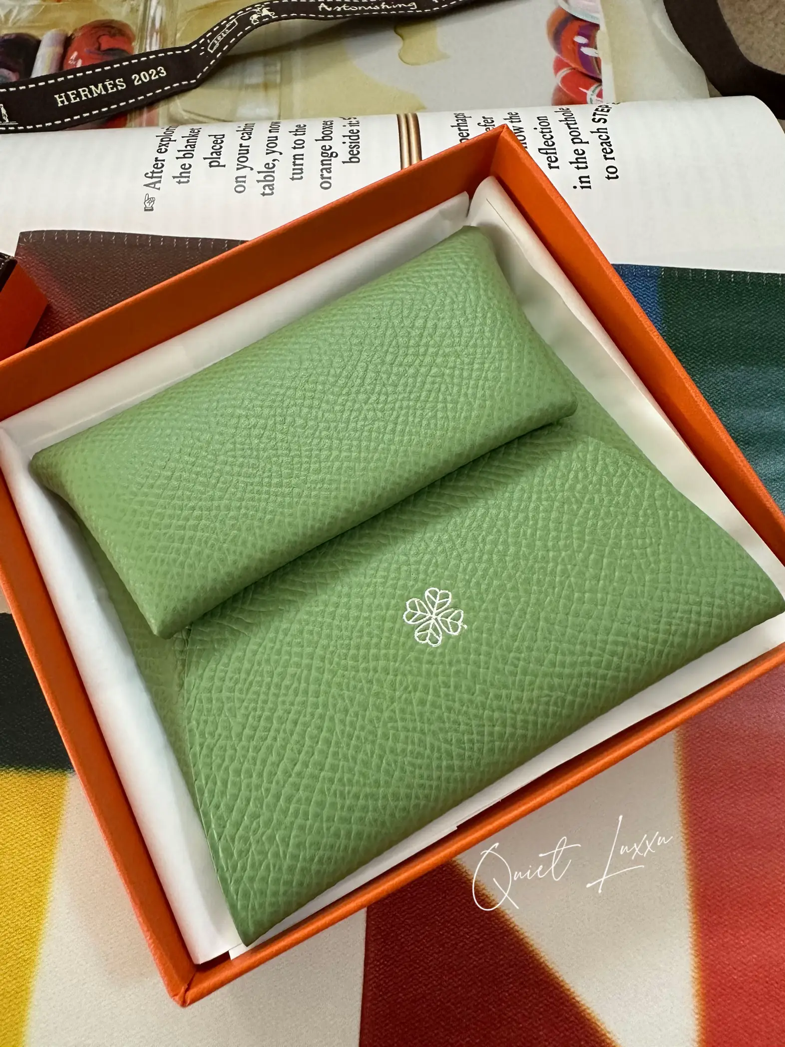 Hermes Calvi Womens Card Holders, Green, Free