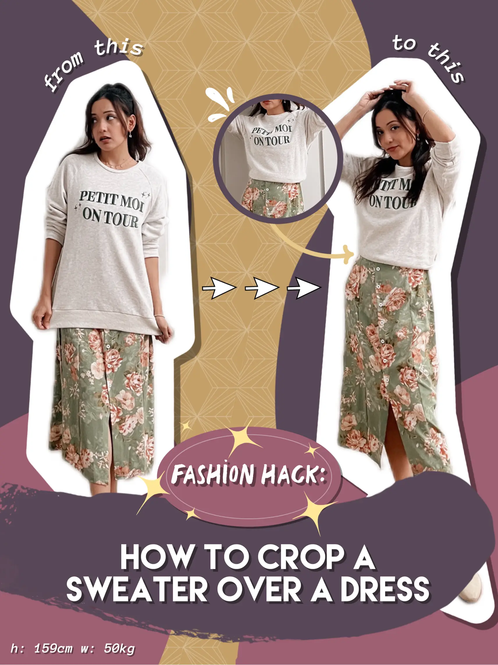 5 Ways to Crop and Tuck a Sweater without Cutting - TikTok Fashion Hacks! 