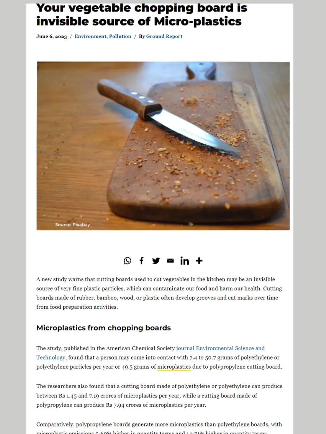 Cutting Boards: An Overlooked Source of Microplastics in Human Food?