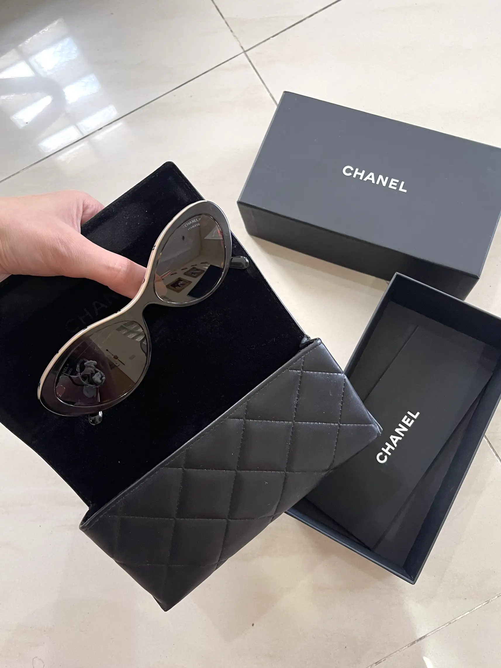 CHANEL Sunglasses Vintage Rare Black Oval Rectangular Square 