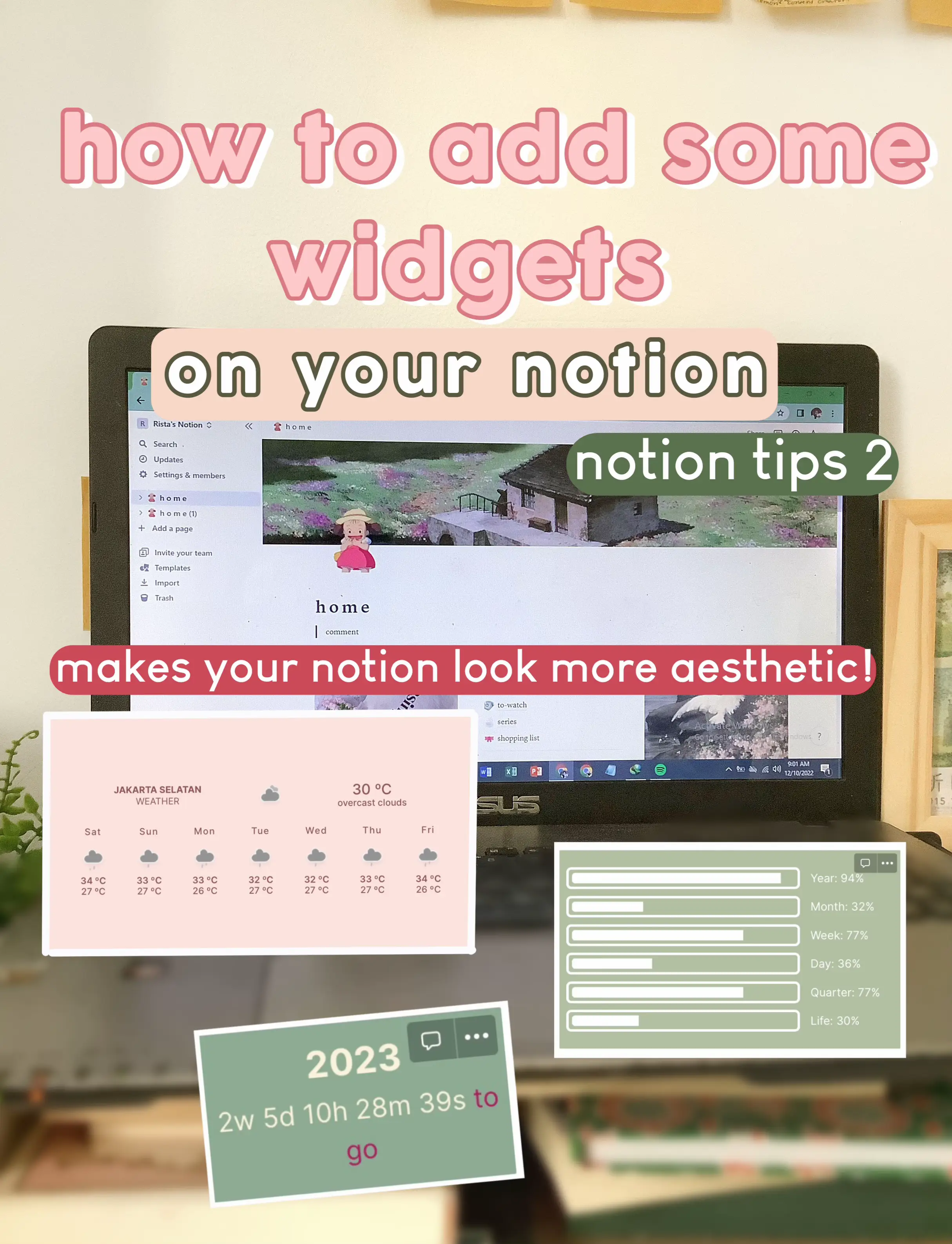 how to add widgets in your notion notion tips 2🧚🏻‍♀️ แกลเลอรีที่