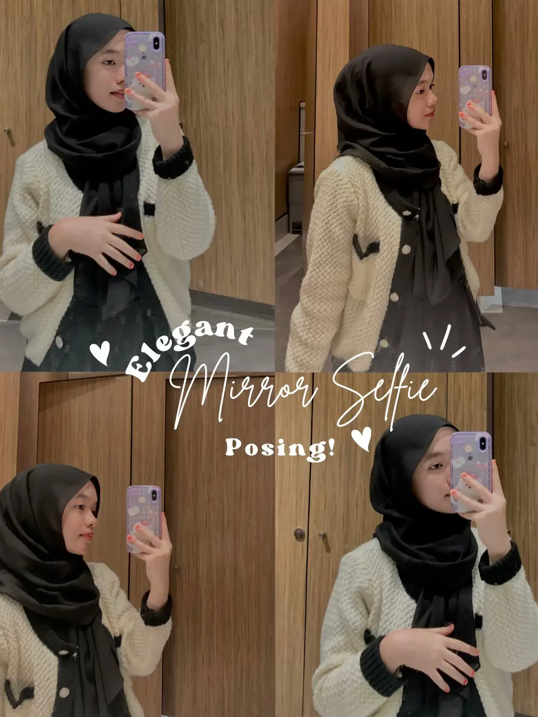 Fashionable Woman in Black Outfit and Hijab Taking a Mirror Selfie · Free  Stock Photo