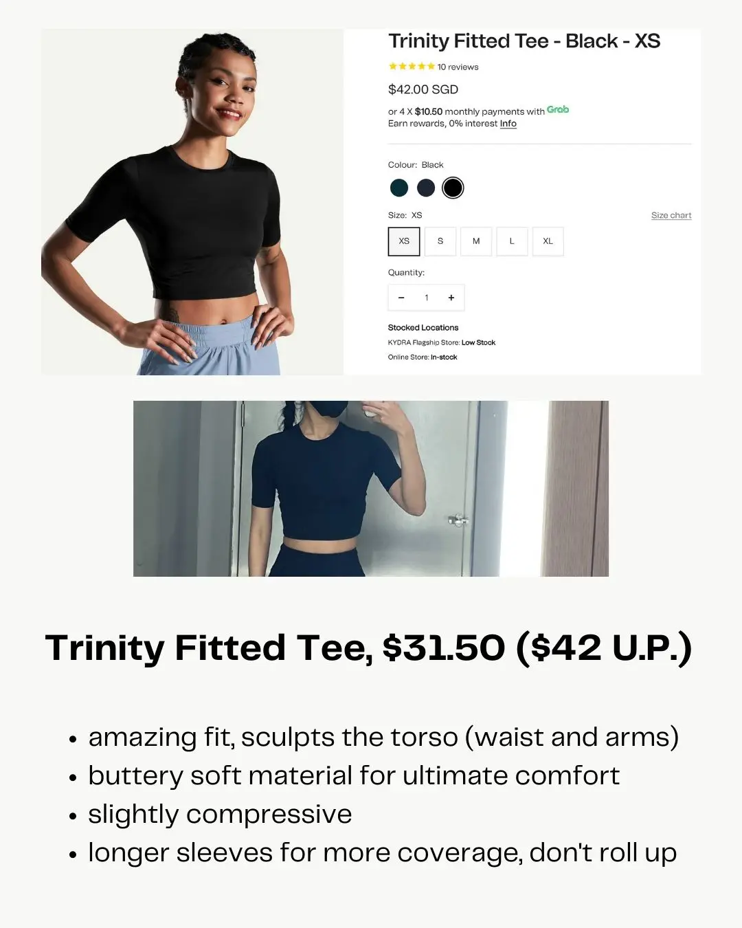 Brand New! Kydra Trinity Fitted Tee S in Navy, Women's Fashion