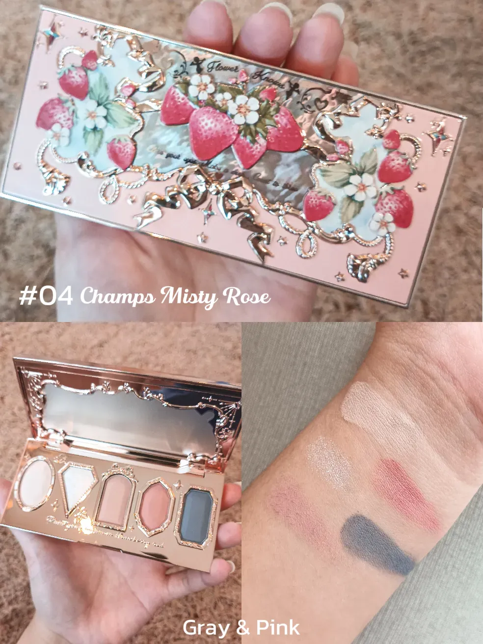 Flower Knows Strawberry Rococo 5 Color Eyeshadow-Rose #04 Champs Misty Rose