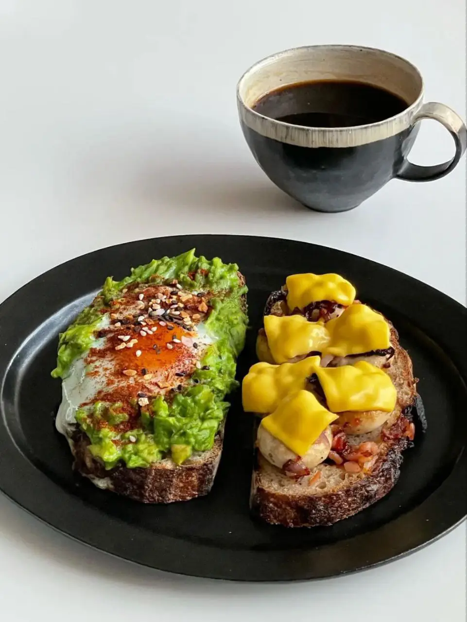 Open-Face Egg Sandwiches with Bacon, Avocado, & Sriracha Aioli