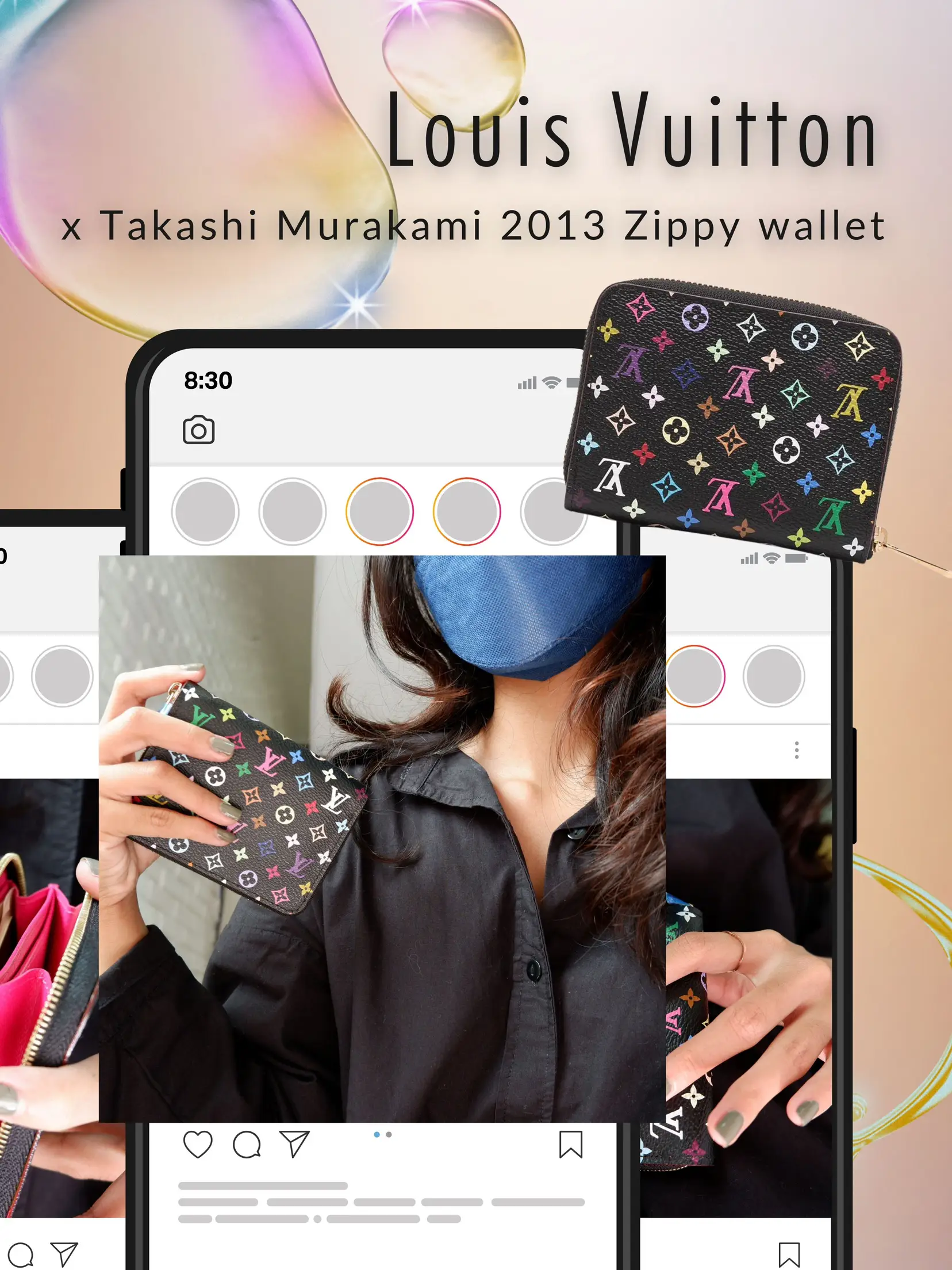 Takashi Murakami x Louis Vuitton Black Monogram Multicolore Zippy