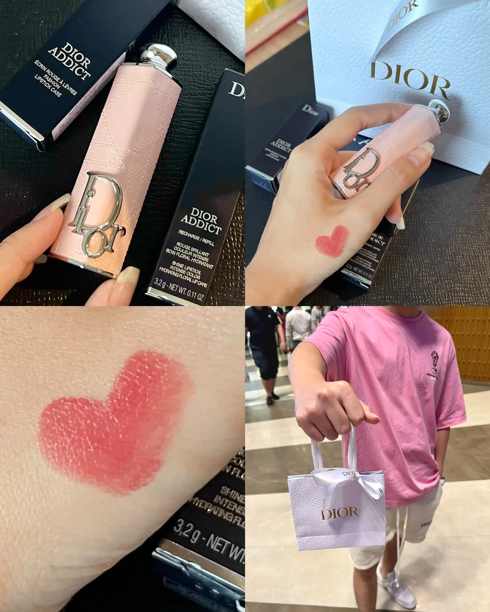 Dior Addict White Canvas Case  and New Dior Addict Shine lipsticks in  Diorelita and Nude Look 