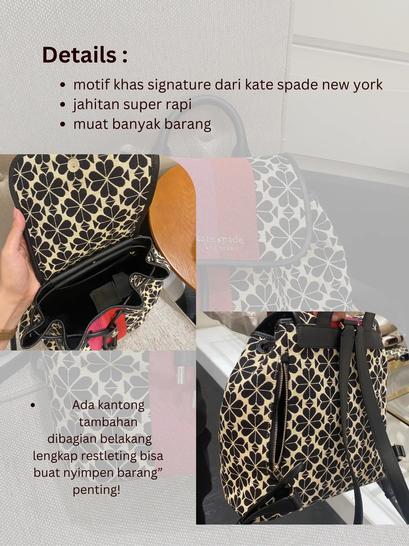 Jual tas tote bag kate spade new york 5 WARNA READY - Hitam