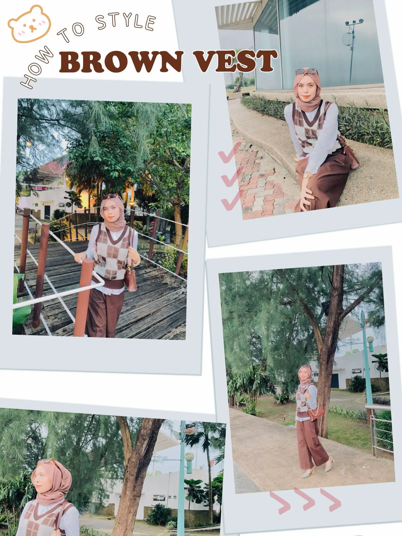 How to Style Brown Vest แกลเลอรีที่โพสต์โดย Putri Aliyah Lemon8