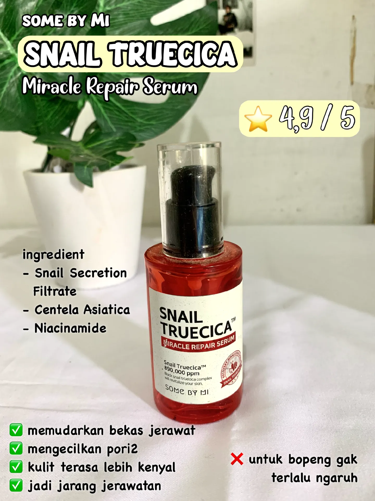 SOME BY MI Snail Trucica Miracle Repair Serum - 1.69Oz, 50ml - Made from  Snail Mucin for Sensitive Skin - Daily Repair Face Serum for Post Acne  Marks