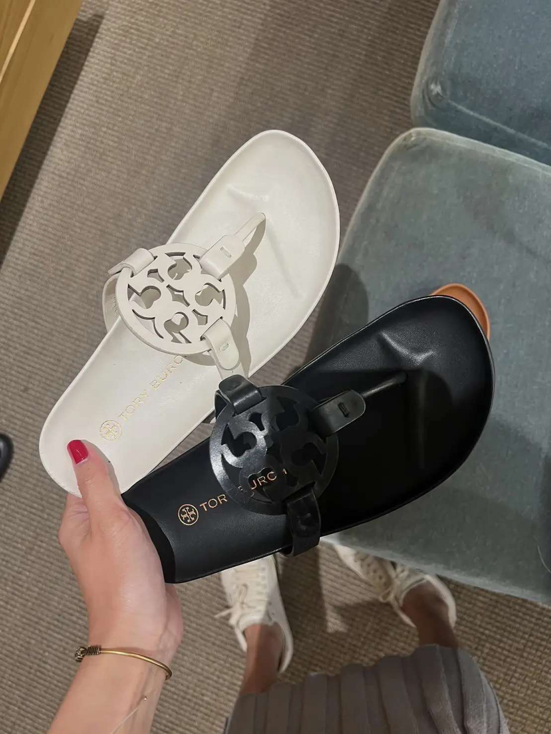 Gray tory burch on sale sandals