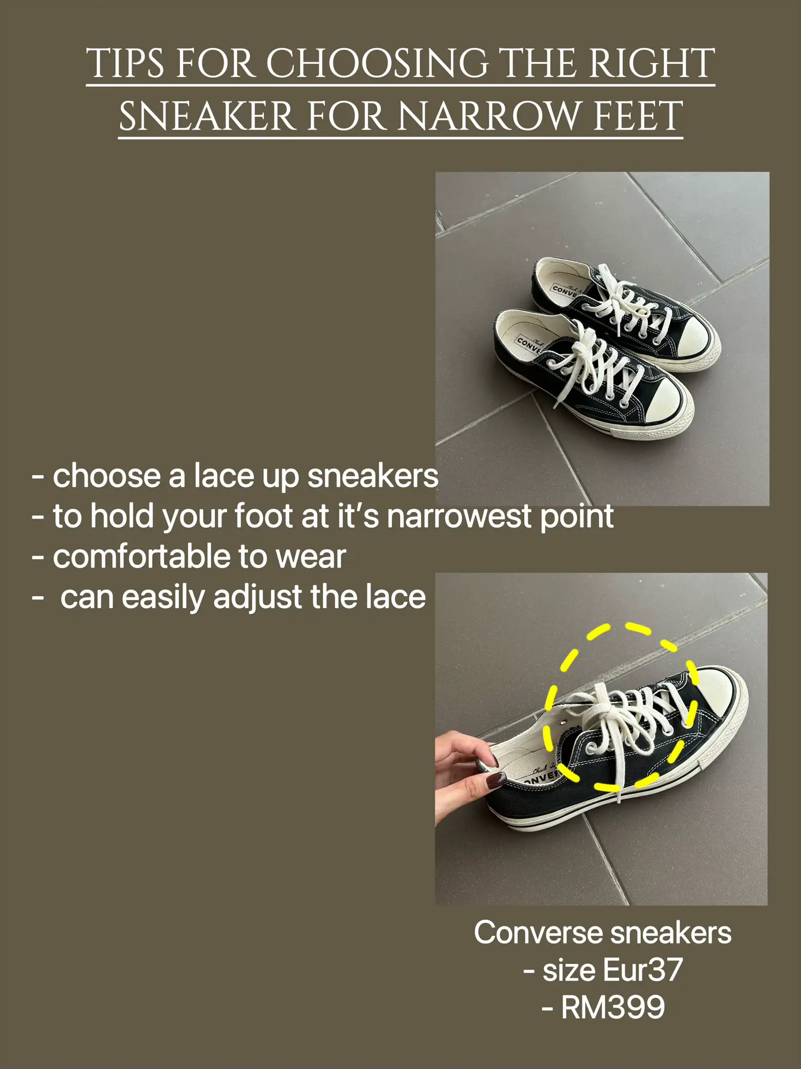 Converse narrow clearance width