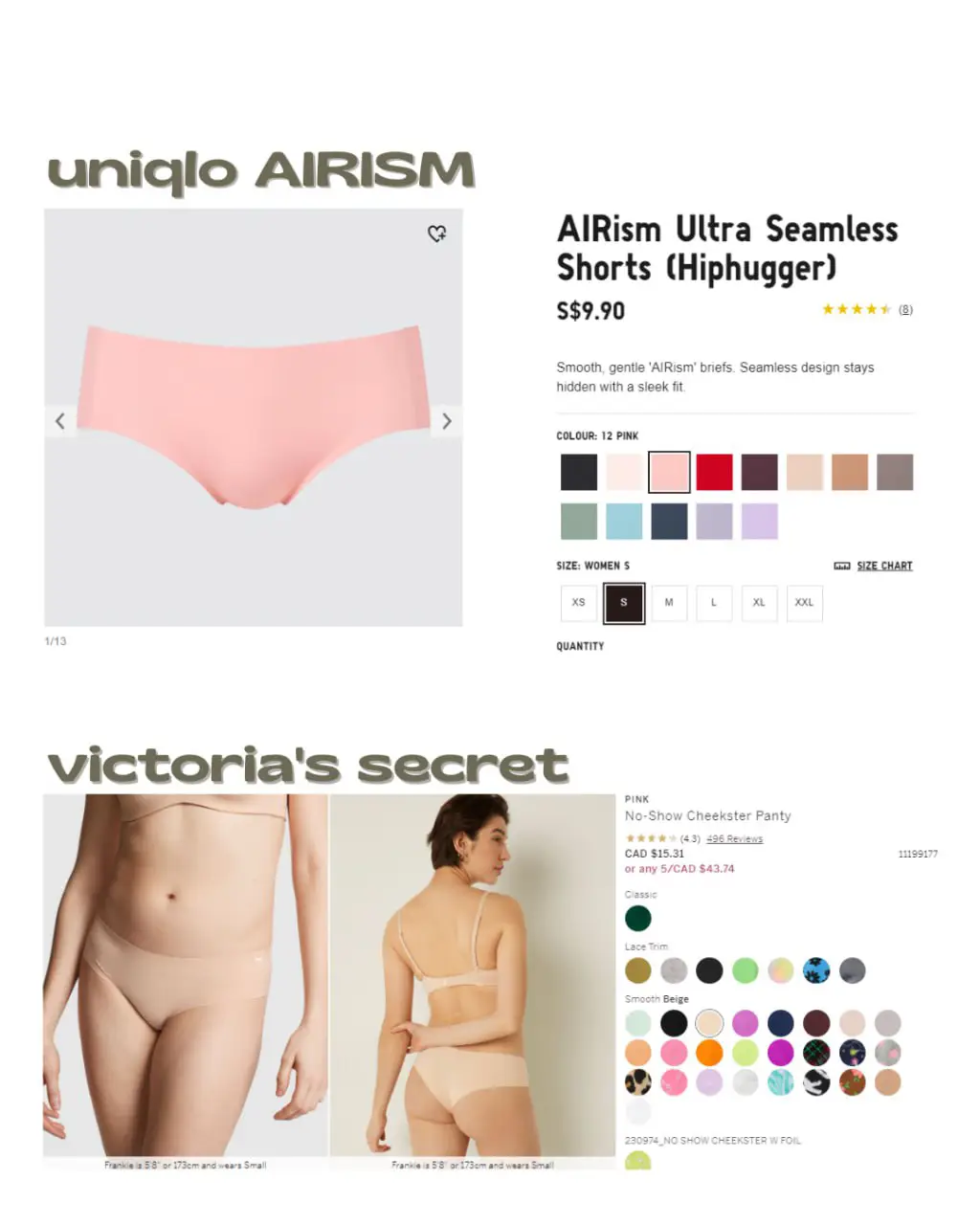 Women's Airism Ultra Seamless High-Rise Briefs with Quick-Drying, Pink, XL