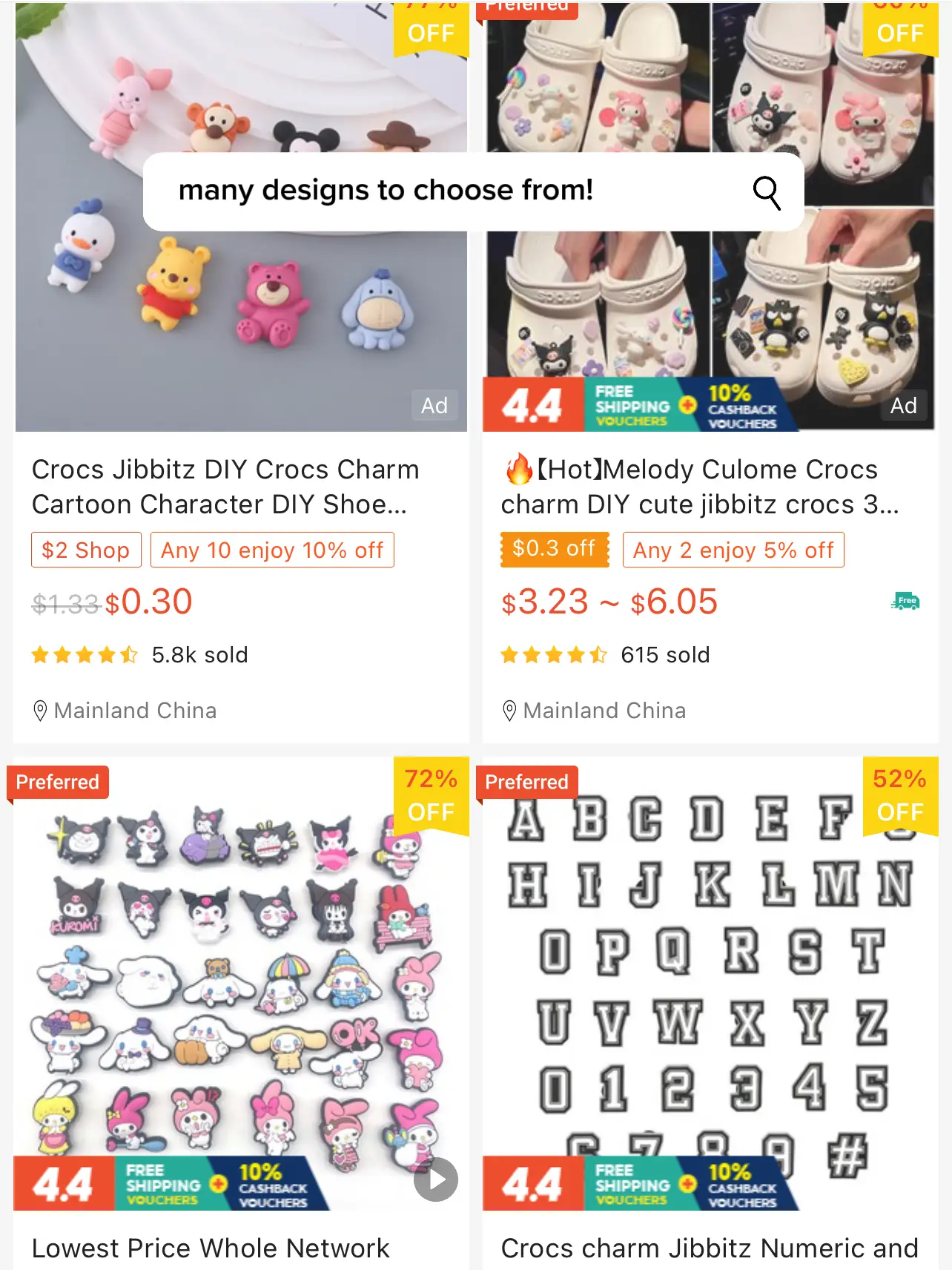 Crocs Charms/ Jibbitz Only $0.99 EACH ( Choose your design) Buy More To Save