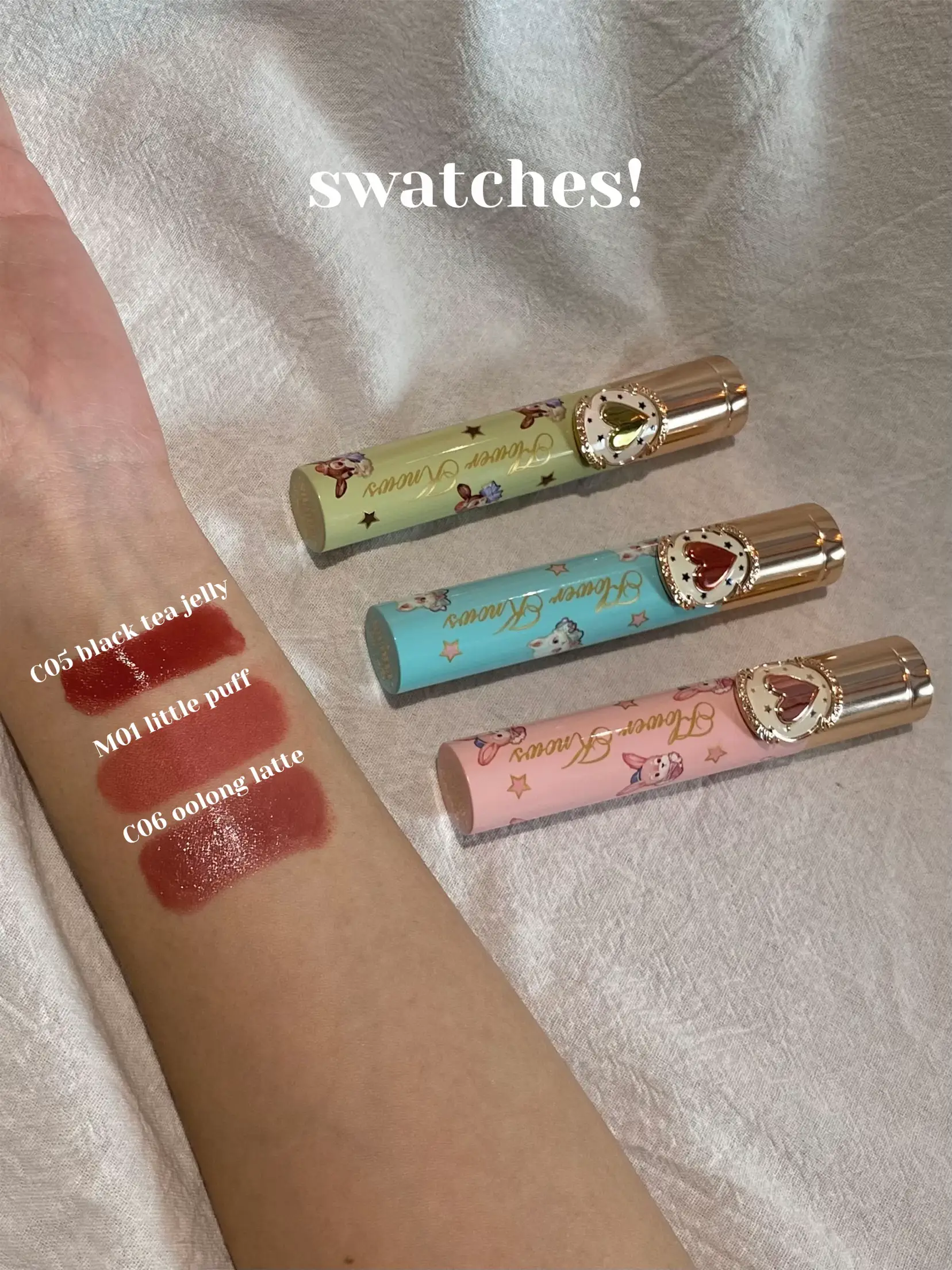 flower knows lipstick lip cream swatch lip gloss aesthetic cute