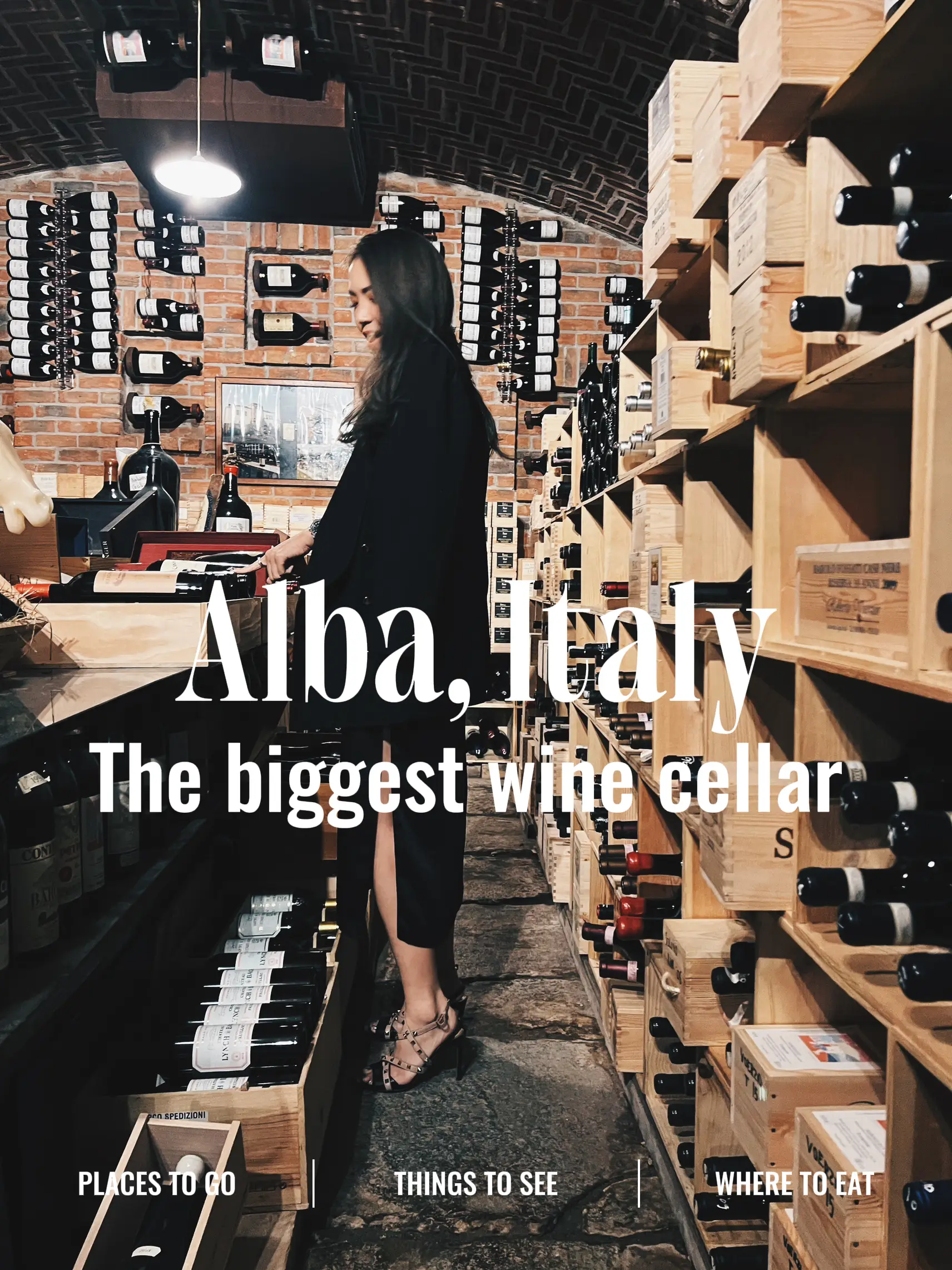 Take a look at a restaurant with 70,000 bottles of wine!! in Alba Italy