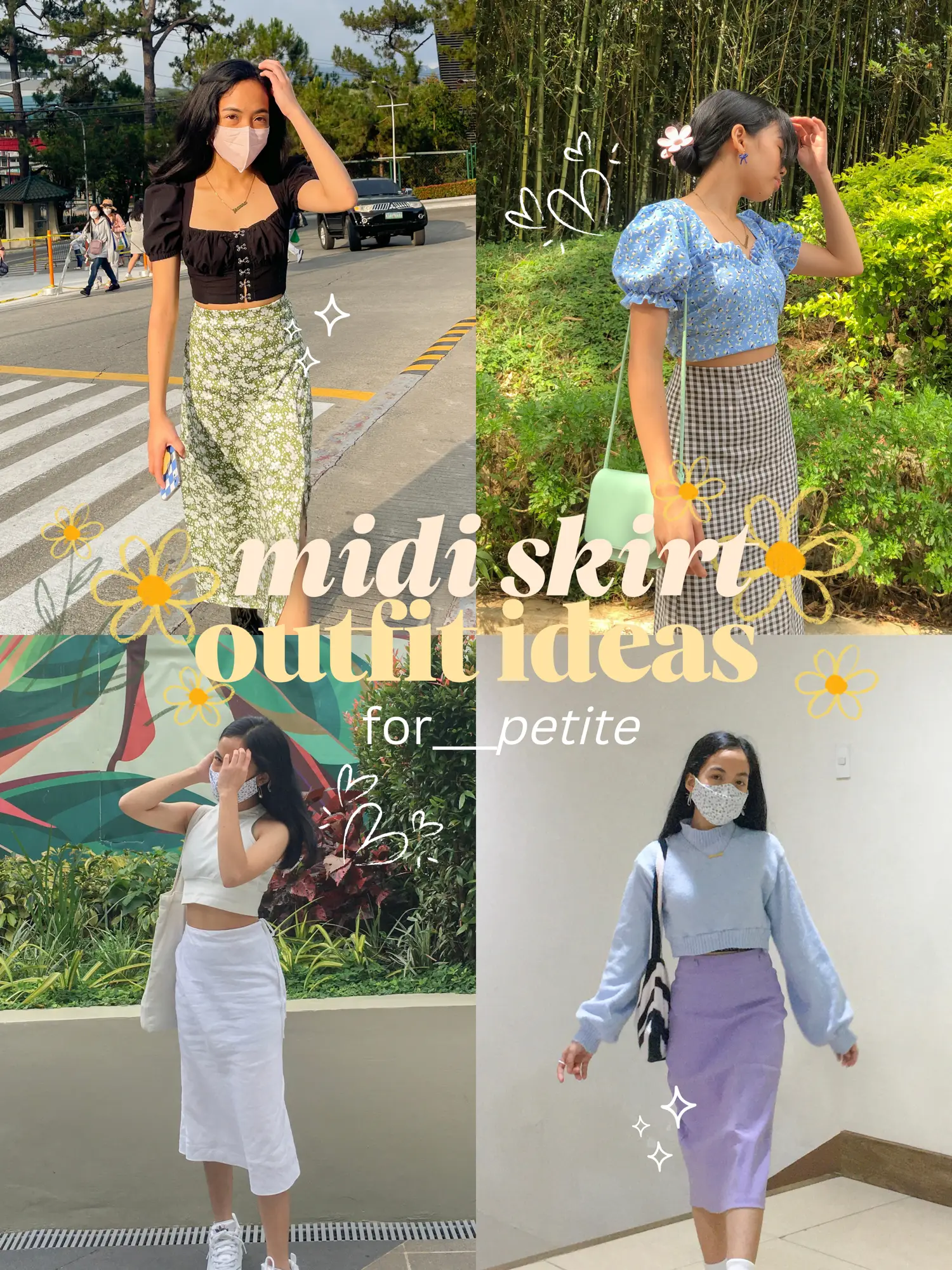 Check styling ideas for「EXTRA STRETCH HIGH RISE CROPPED LEGGINGS PANTS、PRINTED  SLIT MIDI SKIRT」