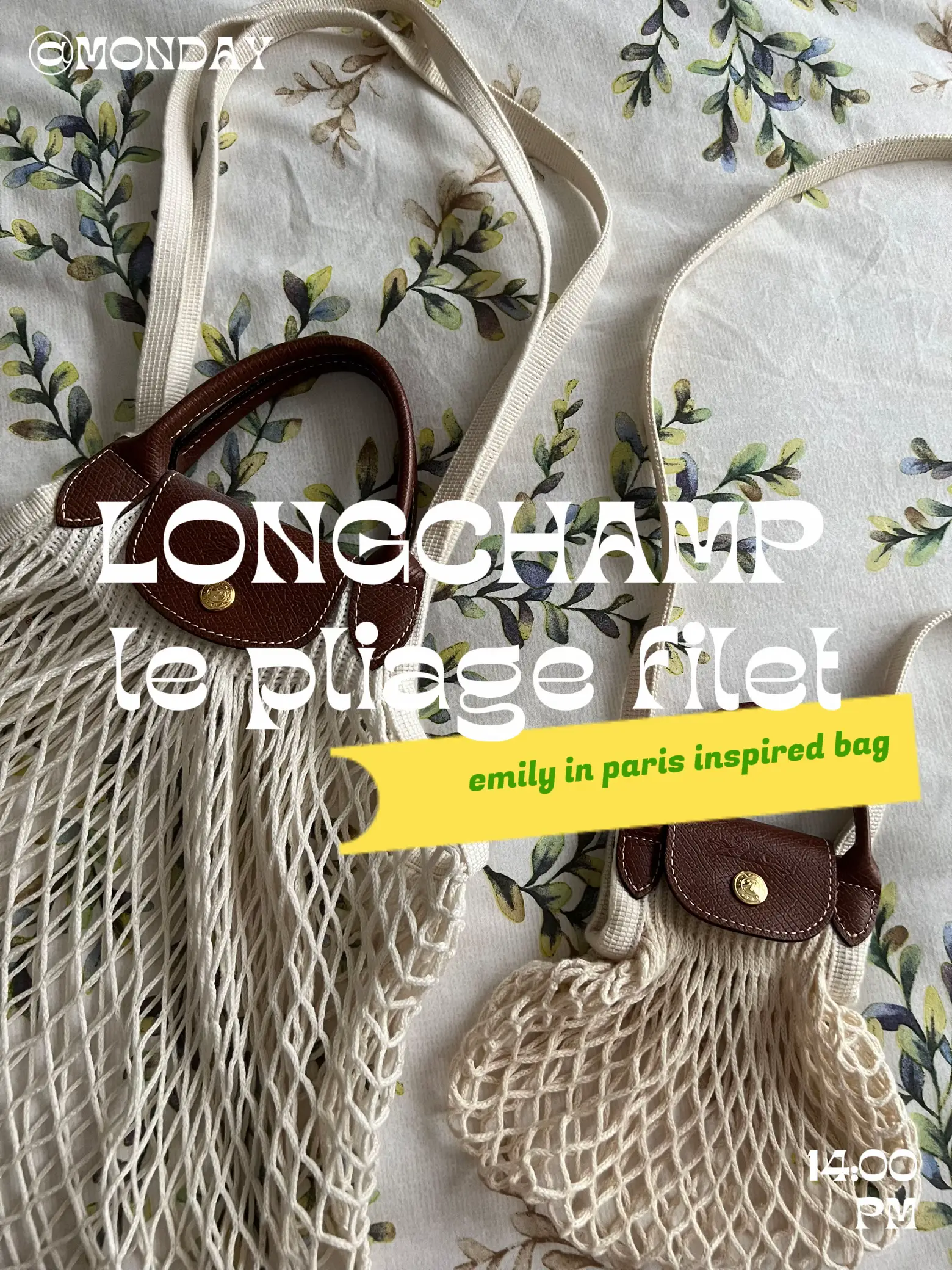 Longchamp, Bags, Yellow Longchamp Le Pliage Filet Top Handle Bag Same As  Emily In Paris