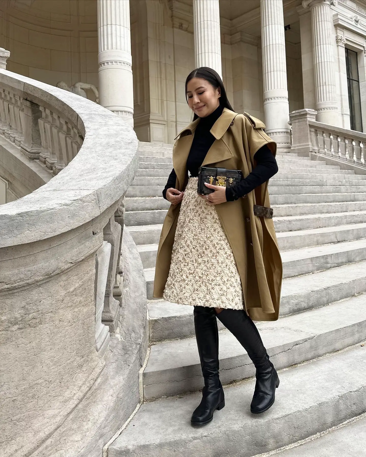 Louis Vuitton Petite Malle bag  Fashion, Coat, Dressy fall outfits