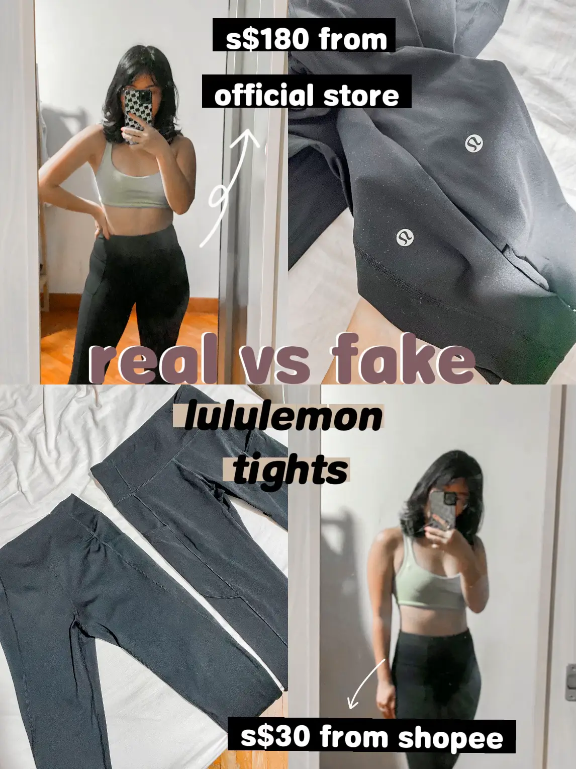 comparing real vs fake lululemon tights
