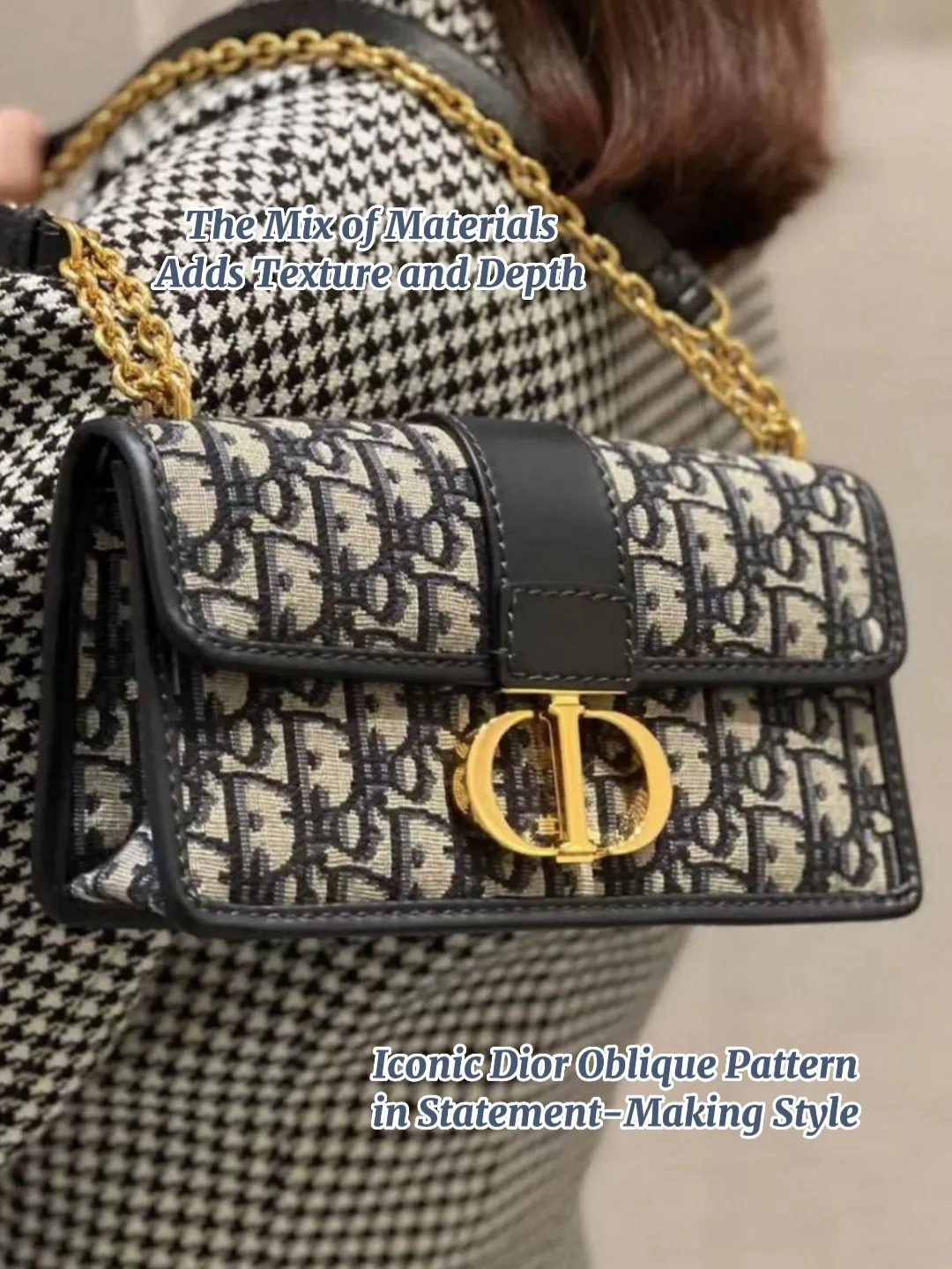 Dior - 30 Montaigne East-West Bag with Chain Black Calfskin - Women