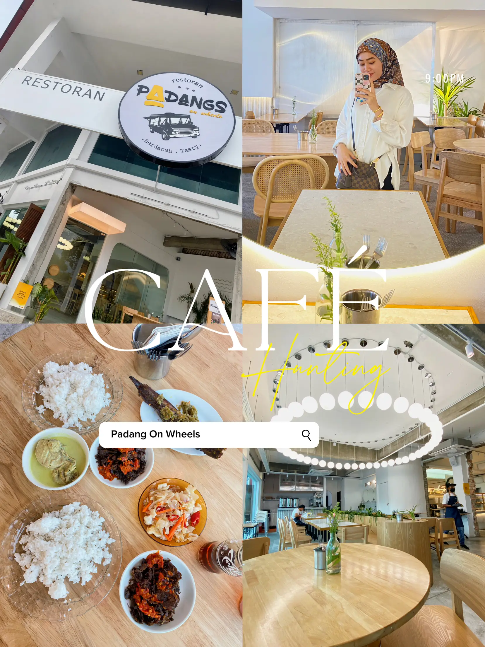 A cozy café in Padang with customers enjoying Teh Talua and local snacks