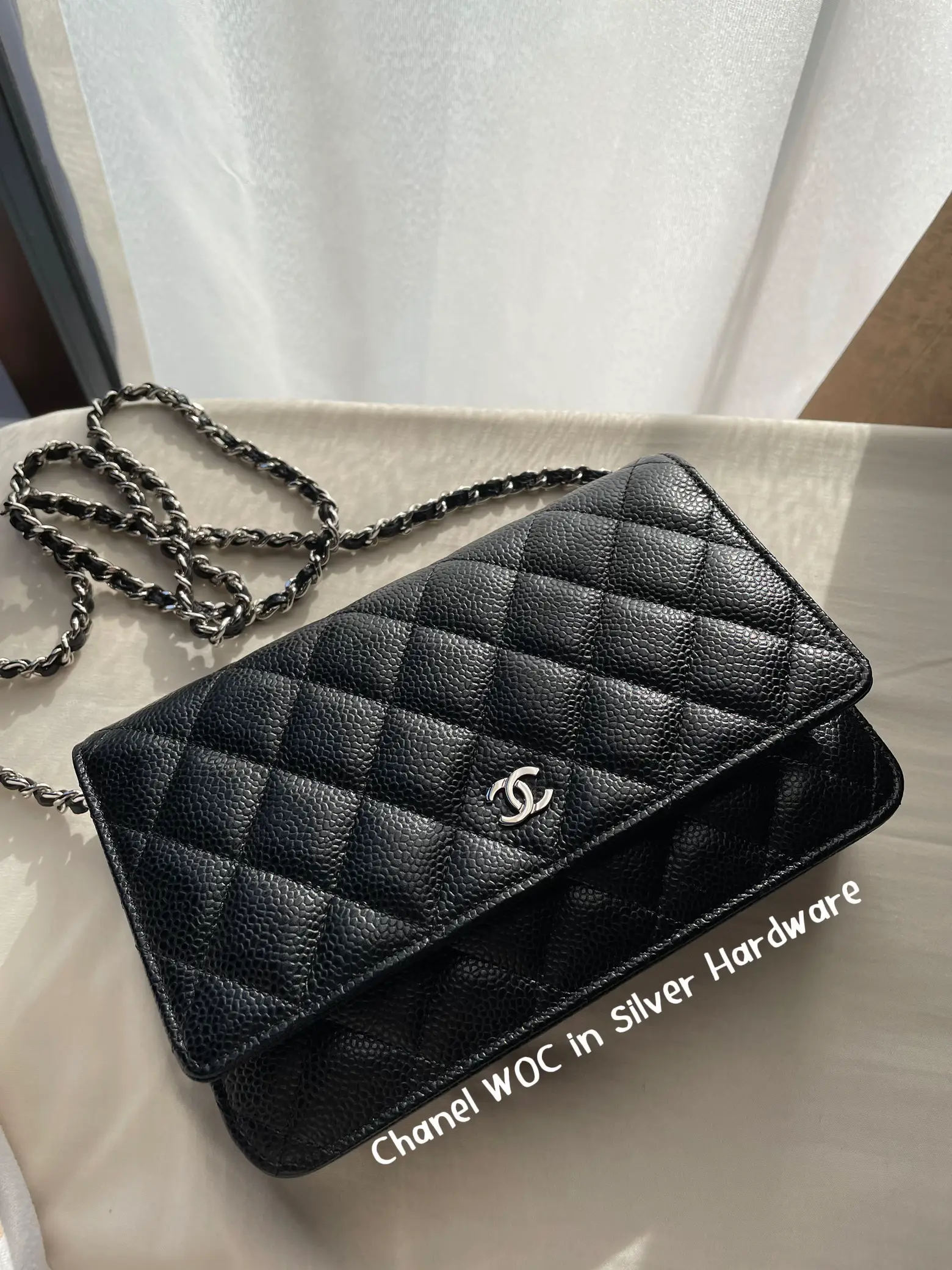 [Chanel] Wallet on Chain WOC Black Caviar GHW Gold Hardware (04/2023  Receipt)